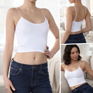 Free People White Brami Tank XS/S NWT Seamless Stretch Crop Cami FP Basics